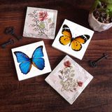 Pinecone Stone Gül Çiçek, Kelebek Taş Bardak Altlığı – 4’lü Set, 10x10 cm Dekoratif Masaüstü Koruyucu Doğaltaş Altlık |SC311|