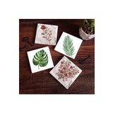 Pinecone Stone Gül Çiçek, Yaprak Taş Bardak Altlığı Seti - 4 Parça - Dekoratif, Rustik Mutfak Aksesuarı, 10x10 cm, Kaydırmaz Tabanlı, Şık ve Dayanıklı SC351