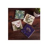 Pinecone Stone Hayat Ağacı, Kelebekli Çiçek Taş Bardak Altlığı Seti - 4 Parça - Dekoratif, Rustik Mutfak Aksesuarı, 10x10 cm, Kaydırmaz Tabanlı, Şık ve Dayanıklı SC486