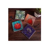 Pinecone Stone Hayat Ağacı, Nar Taş Bardak Altlığı Seti - 4 Parça - Dekoratif, Rustik Mutfak Aksesuarı, 10x10 cm, Kaydırmaz Tabanlı, Şık ve Dayanıklı SC485