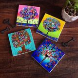 Pinecone Stone Hayat Ağacı Taş Bardak Altlığı – 4’lü Set, 10x10 cm Dekoratif Masaüstü Koruyucu Doğaltaş Altlık |SC150|