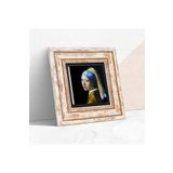 Pinecone Stone Johannes Vermeer İnci Küpeli Kız Taş Duvar Tablosu - Çerçeveli Taş Tablo - Dekoratif Duvar Sanatı - Modern Ev ve Ofis Duvar Dekoru T1-140