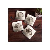 Pinecone Stone Kahve Taş Bardak Altlığı Seti - 4 Parça - Dekoratif, Rustik Mutfak Aksesuarı, 10x10 cm, Kaydırmaz Tabanlı, Şık ve Dayanıklı SC102