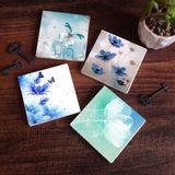 Pinecone Stone Kelebeğin Rüyası Taş Bardak Altlığı – 4’lü Set, 10x10 cm Dekoratif Masaüstü Koruyucu Doğaltaş Altlık |SC122|
