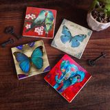 Pinecone Stone Kelebek, Fil, Kuş Taş Bardak Altlığı – 4’lü Set, 10x10 cm Dekoratif Masaüstü Koruyucu Doğaltaş Altlık |SC451|