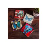 Pinecone Stone Kelebek, Fil, Kuş Taş Bardak Altlığı Seti - 4 Parça - Dekoratif, Rustik Mutfak Aksesuarı, 10x10 cm, Kaydırmaz Tabanlı, Şık ve Dayanıklı SC451