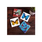 Pinecone Stone Kelebek, Kuş, Çini Sanatı Balık Taş Bardak Altlığı Seti - 4 Parça - Dekoratif, Rustik Mutfak Aksesuarı, 10x10 cm, Kaydırmaz Tabanlı, Şık ve Dayanıklı SC397