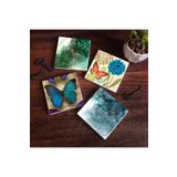 Pinecone Stone Kelebek, Soyut Sanat Taş Bardak Altlığı Seti - 4 Parça - Dekoratif, Rustik Mutfak Aksesuarı, 10x10 cm, Kaydırmaz Tabanlı, Şık ve Dayanıklı SC318