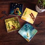 Pinecone Stone Küçük Prens Taş Bardak Altlığı – 4’lü Set, 10x10 cm Dekoratif Masaüstü Koruyucu Doğaltaş Altlık |SC134|