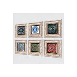 Pinecone Stone Mandala, Nazar Taş Duvar Tablosu - Çerçeveli Taş Tablo - Dekoratif Duvar Sanatı - Modern Ev ve Ofis Duvar Dekoru K6-63