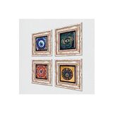 Pinecone Stone Mandala, Nazar Taş Duvar Tablosu - Çerçeveli Taş Tablo - Dekoratif Duvar Sanatı - Modern Ev ve Ofis Duvar Dekoru T4-1229