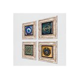 Pinecone Stone Mandala, Nazar Taş Duvar Tablosu - Çerçeveli Taş Tablo - Dekoratif Duvar Sanatı - Modern Ev ve Ofis Duvar Dekoru T4-1230