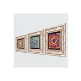 Pinecone Stone Mandala Taş Duvar Tablosu - Çerçeveli Taş Tablo - Dekoratif Duvar Sanatı - Modern Ev ve Ofis Duvar Dekoru T3-1754