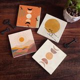 Pinecone Stone Minimalist, Bohem, Soyut Taş Bardak Altlığı – 4’lü Set, 10x10 cm Dekoratif Masaüstü Koruyucu Doğaltaş Altlık |SC260|