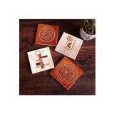 Pinecone Stone Minimalist Soyut, Sri Yantra, Mandala Taş Bardak Altlığı Seti - 4 Parça - Dekoratif, Rustik Mutfak Aksesuarı, 10x10 cm, Kaydırmaz Tabanlı, Şık ve Dayanıklı SC299