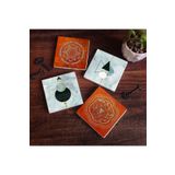 Pinecone Stone Minimalist Soyut, Sri Yantra, Mandala Taş Bardak Altlığı Seti - 4 Parça - Dekoratif, Rustik Mutfak Aksesuarı, 10x10 cm, Kaydırmaz Tabanlı, Şık ve Dayanıklı SC300