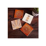Pinecone Stone Minimalist Soyut, Sri Yantra, Mandala Taş Bardak Altlığı Seti - 4 Parça - Dekoratif, Rustik Mutfak Aksesuarı, 10x10 cm, Kaydırmaz Tabanlı, Şık ve Dayanıklı SC306