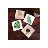 Pinecone Stone Minimalist Soyut, Yaprak Taş Bardak Altlığı Seti - 4 Parça - Dekoratif, Rustik Mutfak Aksesuarı, 10x10 cm, Kaydırmaz Tabanlı, Şık ve Dayanıklı SC347