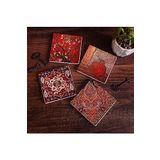 Pinecone Stone Nar, Desen, Van Gogh Badem Ağacı Taş Bardak Altlığı Seti - 4 Parça - Dekoratif, Rustik Mutfak Aksesuarı, 10x10 cm, Kaydırmaz Tabanlı, Şık ve Dayanıklı SC113