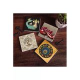 Pinecone Stone Nazar Boncuğu, Şahmeran, Hayat Ağacı, Nar Taş Bardak Altlığı Seti - 4 Parça - Dekoratif, Rustik Mutfak Aksesuarı, 10X10 Cm, K