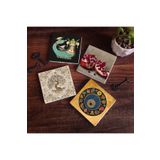 Pinecone Stone Nazar Boncuğu, Şahmeran, Hayat Ağacı, Nar Taş Bardak Altlığı Seti - 4 Parça - Dekoratif, Rustik Mutfak Aksesuarı, 10x10 cm, Kaydırmaz Tabanlı, Şık ve Dayanıklı SC195