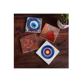 Pinecone Stone Nazar, Desen, Nar Taş Bardak Altlığı Seti - 4 Parça - Dekoratif, Rustik Mutfak Aksesuarı, 10x10 cm, Kaydırmaz Tabanlı, Şık ve Dayanıklı SC375