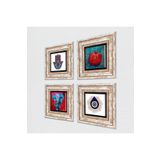 Pinecone Stone Nazar, Fil, Fatma Ana Eli (Hamsa), Nar Taş Duvar Tablosu - Çerçeveli Taş Tablo - Dekoratif Duvar Sanatı - Modern Ev ve Ofis Duvar Dekoru T4-1439