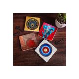 Pinecone Stone Nazar, Fil, Nar Taş Bardak Altlığı Seti - 4 Parça - Dekoratif, Rustik Mutfak Aksesuarı, 10x10 cm, Kaydırmaz Tabanlı, Şık ve Dayanıklı SC189