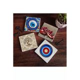 Pinecone Stone Nazar, Hayat Ağacı, Nar Taş Bardak Altlığı Seti - 4 Parça - Dekoratif, Rustik Mutfak Aksesuarı, 10x10 cm, Kaydırmaz Tabanlı, Şık ve Dayanıklı SC372