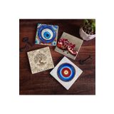 Pinecone Stone Nazar, Hayat Ağacı, Nar Taş Bardak Altlığı Seti - 4 Parça - Dekoratif, Rustik Mutfak Aksesuarı, 10x10 cm, Kaydırmaz Tabanlı, Şık ve Dayanıklı SC372