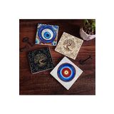 Pinecone Stone Nazar, Hayat Ağacı Taş Bardak Altlığı Seti - 4 Parça - Dekoratif, Rustik Mutfak Aksesuarı, 10x10 cm, Kaydırmaz Tabanlı, Şık ve Dayanıklı SC377