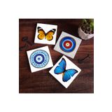 Pinecone Stone Nazar, Kelebek Taş Bardak Altlığı Seti - 4 Parça - Dekoratif, Rustik Mutfak Aksesuarı, 10x10 cm, Kaydırmaz Tabanlı, Şık ve Dayanıklı SC199