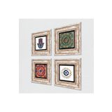 Pinecone Stone Nazar, Mandala, Fatma Ana Eli (Hamsa) Taş Duvar Tablosu - Çerçeveli Taş Tablo - Dekoratif Duvar Sanatı - Modern Ev ve Ofis Duvar Dekoru T4-1459