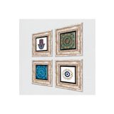 Pinecone Stone Nazar, Mandala, Fatma Ana Eli (Hamsa) Taş Duvar Tablosu - Çerçeveli Taş Tablo - Dekoratif Duvar Sanatı - Modern Ev ve Ofis Duvar Dekoru T4-1460
