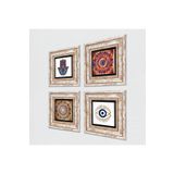 Pinecone Stone Nazar, Mandala, Fatma Ana Eli (Hamsa) Taş Duvar Tablosu - Çerçeveli Taş Tablo - Dekoratif Duvar Sanatı - Modern Ev ve Ofis Duvar Dekoru T4-1461