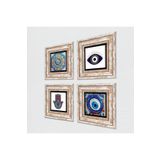 Pinecone Stone Nazar, Mandala, Fatma Ana Eli (Hamsa) Taş Duvar Tablosu - Çerçeveli Taş Tablo - Dekoratif Duvar Sanatı - Modern Ev ve Ofis Duvar Dekoru T4-1614