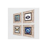 Pinecone Stone Nazar, Mandala, Kelebek Taş Duvar Tablosu - Çerçeveli Taş Tablo - Dekoratif Duvar Sanatı - Modern Ev ve Ofis Duvar Dekoru K4-1643