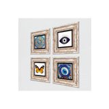Pinecone Stone Nazar, Mandala, Kelebek Taş Duvar Tablosu - Çerçeveli Taş Tablo - Dekoratif Duvar Sanatı - Modern Ev ve Ofis Duvar Dekoru T4-1641