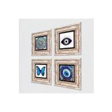 Pinecone Stone Nazar, Mandala, Kelebek Taş Duvar Tablosu - Çerçeveli Taş Tablo - Dekoratif Duvar Sanatı - Modern Ev ve Ofis Duvar Dekoru T4-1642