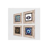 Pinecone Stone Nazar, Mandala, Sri Yantra Taş Duvar Tablosu - Çerçeveli Taş Tablo - Dekoratif Duvar Sanatı - Modern Ev ve Ofis Duvar Dekoru K4-1632