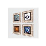 Pinecone Stone Nazar, Mandala, Sri Yantra Taş Duvar Tablosu - Çerçeveli Taş Tablo - Dekoratif Duvar Sanatı - Modern Ev ve Ofis Duvar Dekoru T4-1621