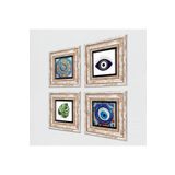 Pinecone Stone Nazar, Mandala, Yaprak Taş Duvar Tablosu - Çerçeveli Taş Tablo - Dekoratif Duvar Sanatı - Modern Ev ve Ofis Duvar Dekoru T4-1633