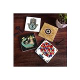 Pinecone Stone Nazar, Şahmeran, Nar Ağacı, Fatma Ana Eli (Hamsa) Taş Bardak Altlığı Seti - 4 Parça - Dekoratif, Rustik Mutfak Aksesuarı, 10x10 cm, Kaydırmaz Tabanlı, Şık ve Dayanıklı SC506