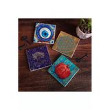 Pinecone Stone Nazar, Yaşam Çiçeği, Hayat Ağacı, Nar Taş Bardak Altlığı Seti - 4 Parça - Dekoratif, Rustik Mutfak Aksesuarı, 10x10 cm, Kaydırmaz Tabanlı, Şık ve Dayanıklı SC464