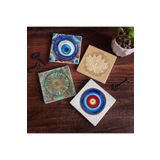 Pinecone Stone Nazar, Yaşam Çiçeği, Lotus Çiçeği Taş Bardak Altlığı Seti - 4 Parça - Dekoratif, Rustik Mutfak Aksesuarı, 10x10 cm, Kaydırmaz Tabanlı, Şık ve Dayanıklı SC387