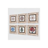 Pinecone Stone Nazar, Yaşam Çiçeği, Sri Yantra, Nar Ağacı, Fatma Ana Eli (Hamsa) Taş Duvar Tablosu - Çerçeveli Taş Tablo - Dekoratif Duvar Sanatı - Modern Ev ve Ofis Duvar Dekoru K6-71