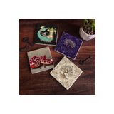 Pinecone Stone Şahmeran, Hayat Ağacı, Nar Taş Bardak Altlığı Seti - 4 Parça - Dekoratif, Rustik Mutfak Aksesuarı, 10x10 cm, Kaydırmaz Tabanlı, Şık ve Dayanıklı SC254