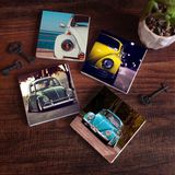 Pinecone Stone Vosvos Araba Taş Bardak Altlığı – 4’lü Set, 10x10 cm Dekoratif Masaüstü Koruyucu Doğaltaş Altlık |SC174|