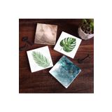 Pinecone Stone Yaprak, Soyut Sanat Taş Bardak Altlığı Seti - 4 Parça - Dekoratif, Rustik Mutfak Aksesuarı, 10x10 cm, Kaydırmaz Tabanlı, Şık ve Dayanıklı SC295