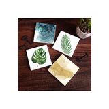 Pinecone Stone Yaprak, Soyut Sanat Taş Bardak Altlığı Seti - 4 Parça - Dekoratif, Rustik Mutfak Aksesuarı, 10x10 cm, Kaydırmaz Tabanlı, Şık ve Dayanıklı SC363
